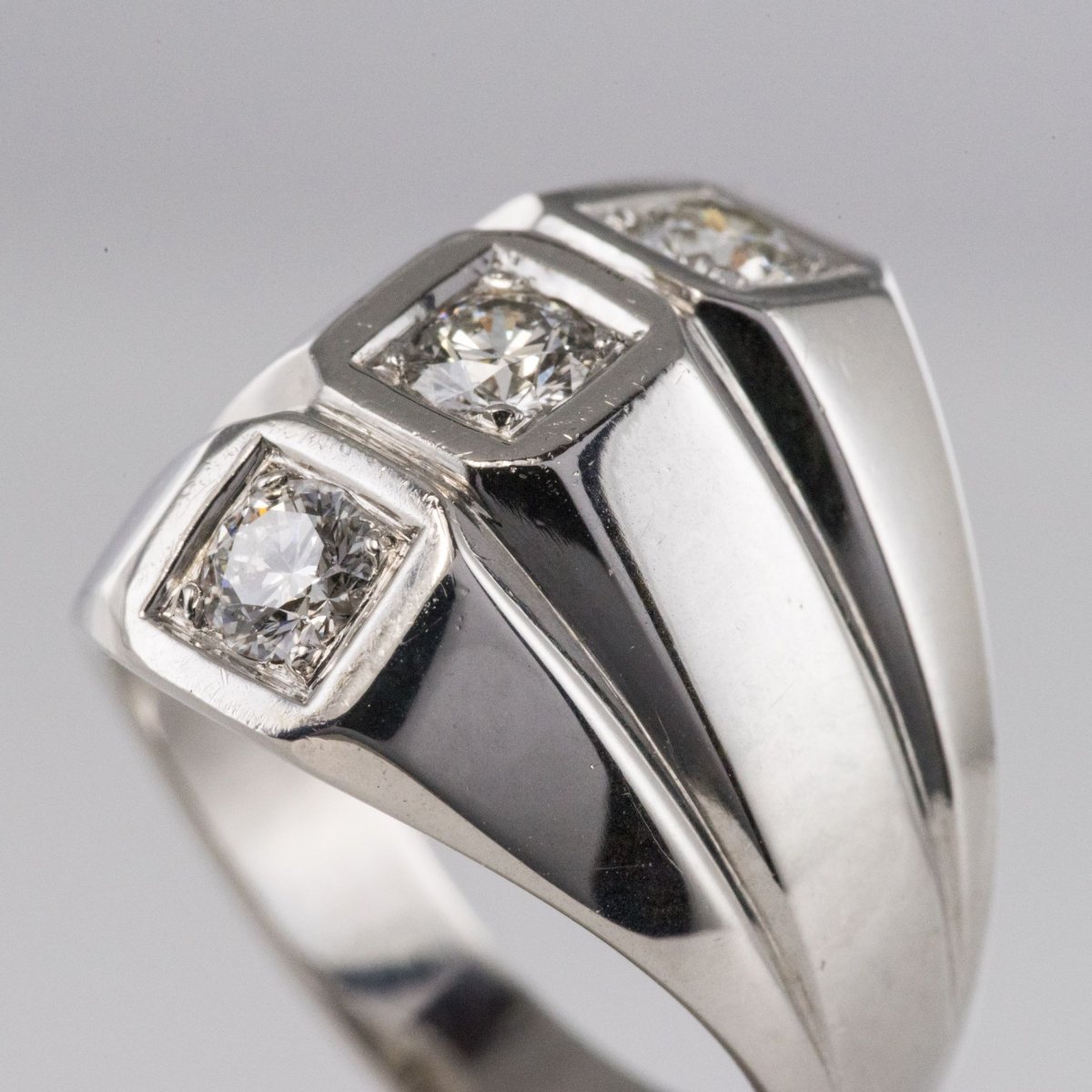 Bague Or Blanc Diamants Moderniste-photo-3