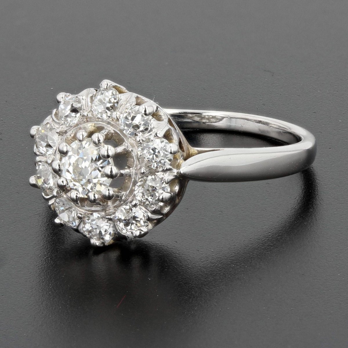 Bague Marguerite Diamants Or Blanc-photo-4