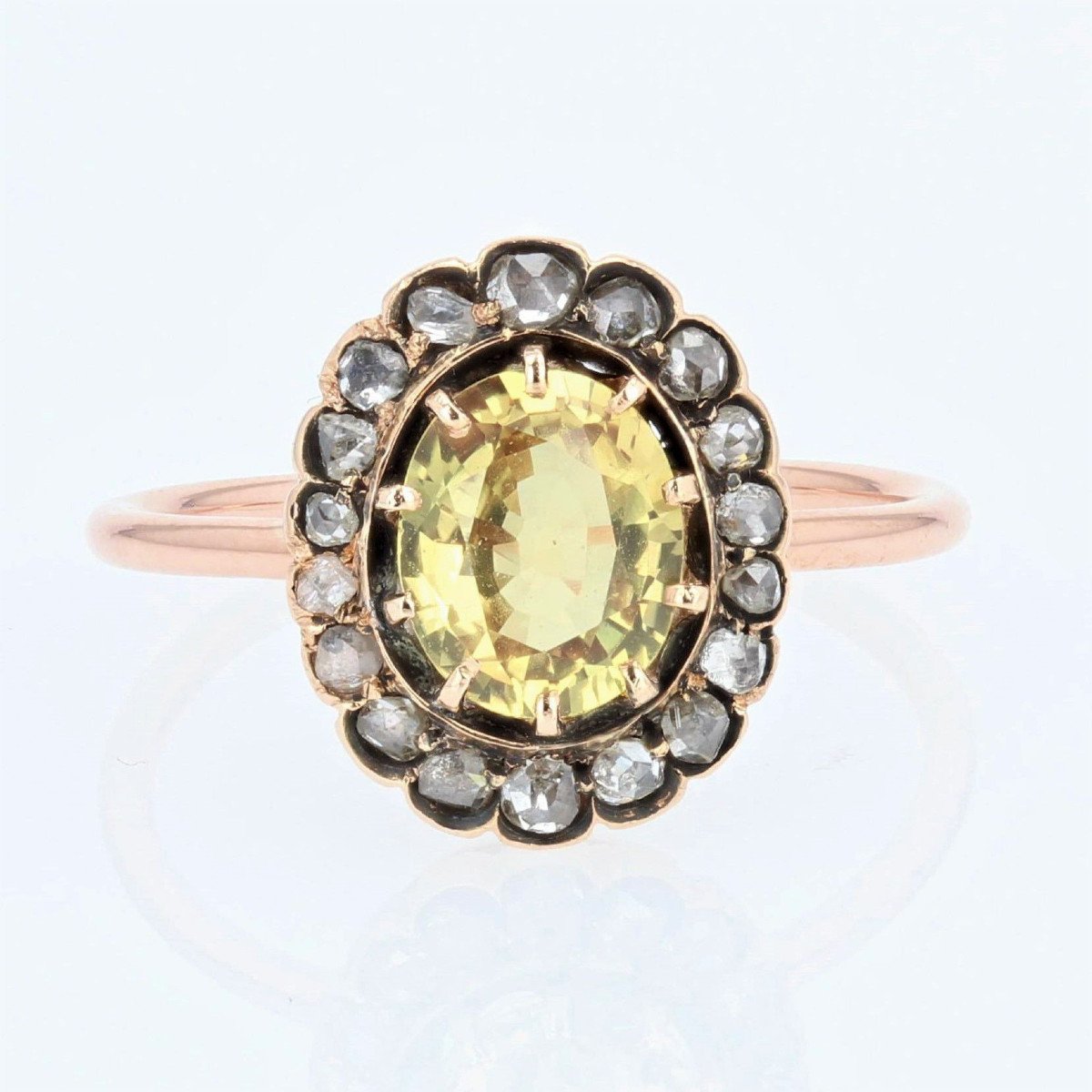 Bague Ancienne Saphir Jaune Et Diamants-photo-1