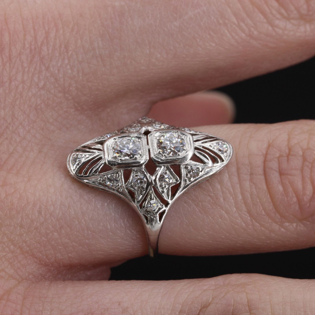 Art Deco Openwork Diamond Ring-photo-1