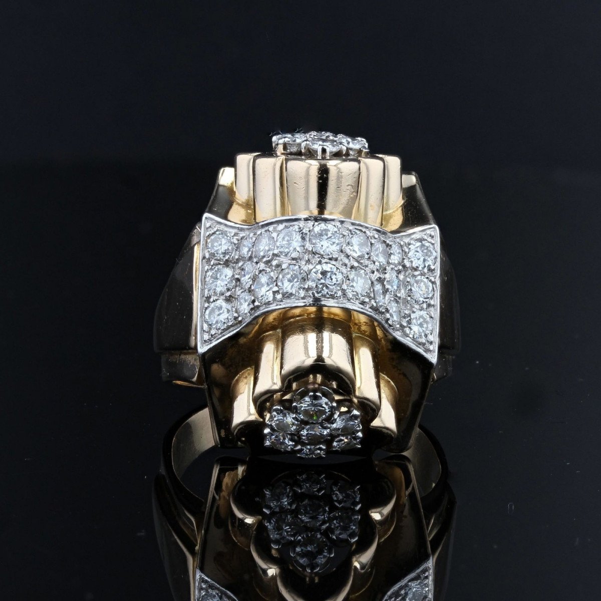 Gold Knot And Diamond Tank Ring-photo-4