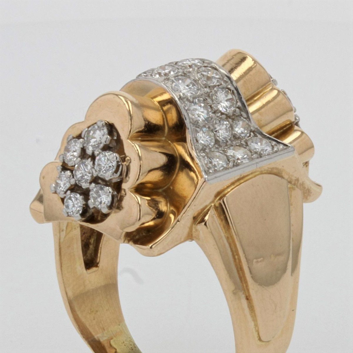 Gold Knot And Diamond Tank Ring-photo-1