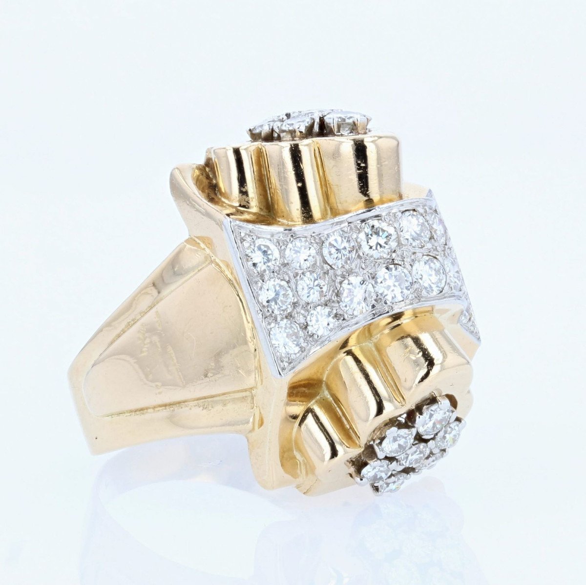 Gold Knot And Diamond Tank Ring-photo-4