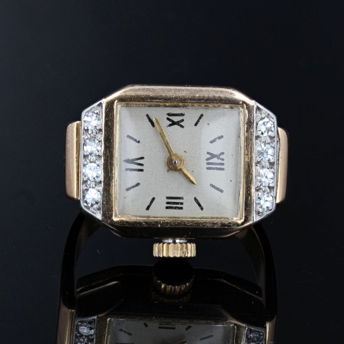 Bague Ancienne Montre Diamants-photo-3