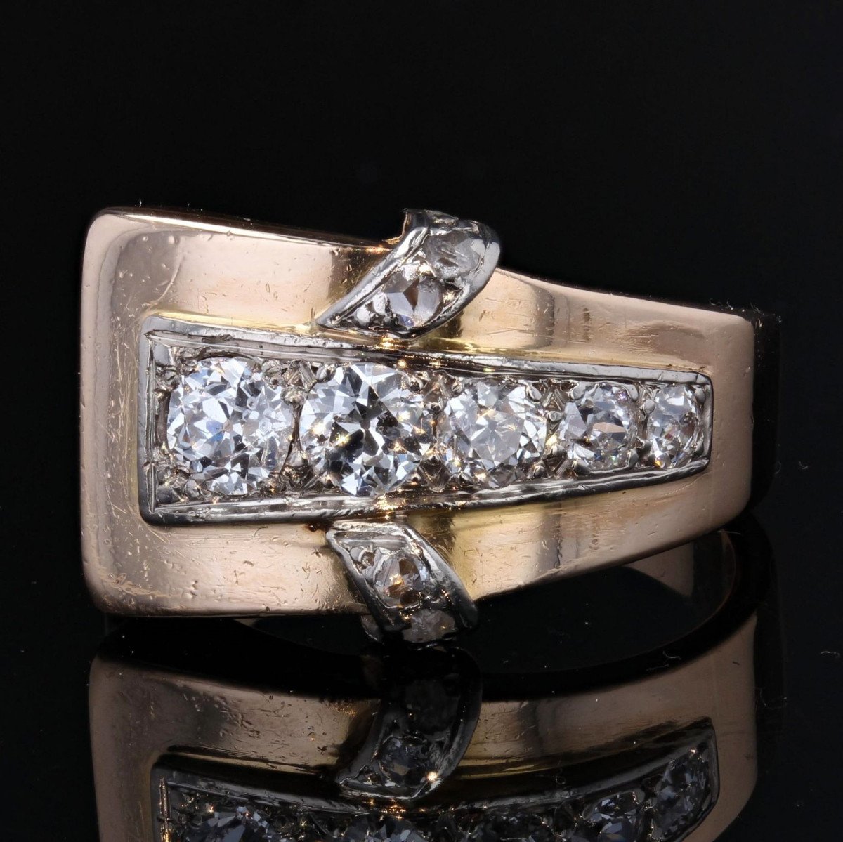 Asymmetrical Tank Diamond Ring-photo-3