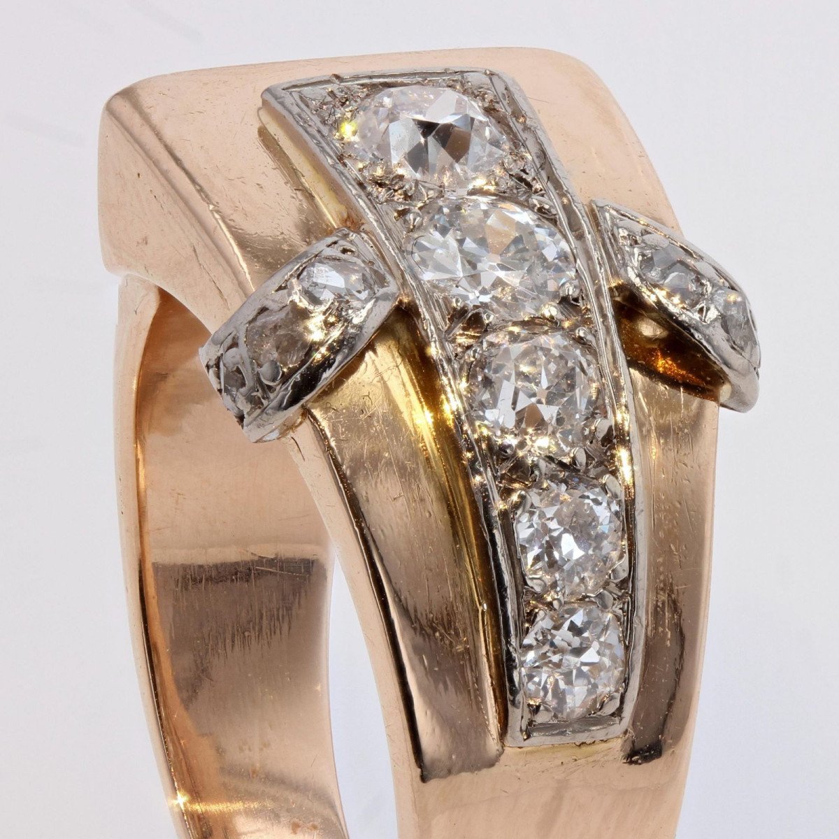 Asymmetrical Tank Diamond Ring-photo-3