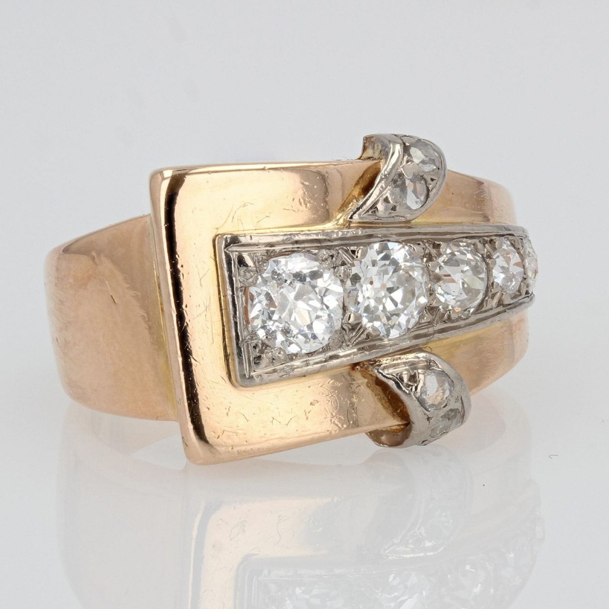 Asymmetrical Tank Diamond Ring-photo-4