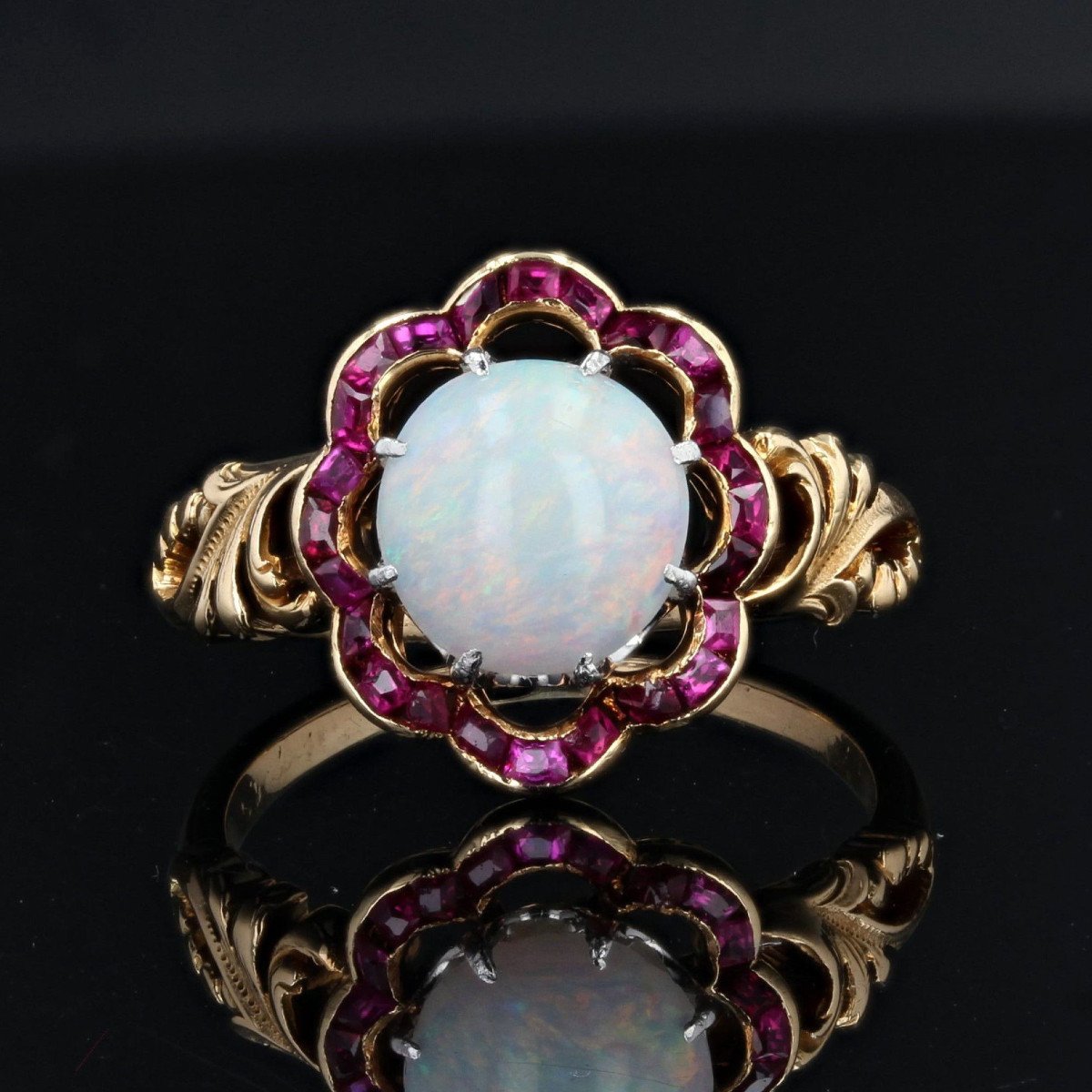 Old Opal And Calibrated Ruby Ring-photo-3