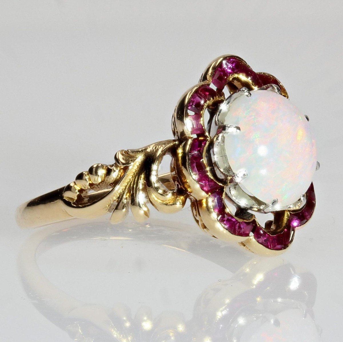 Old Opal And Calibrated Ruby Ring-photo-5