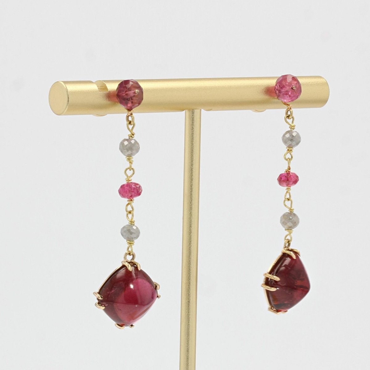 Spinel And Diamond Tourmaline Drop Earrings-photo-3