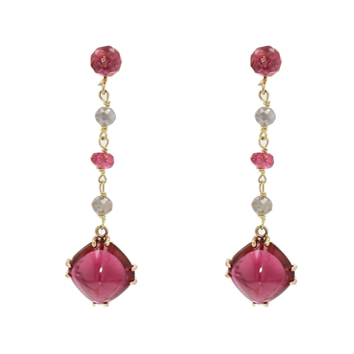 Spinel And Diamond Tourmaline Drop Earrings