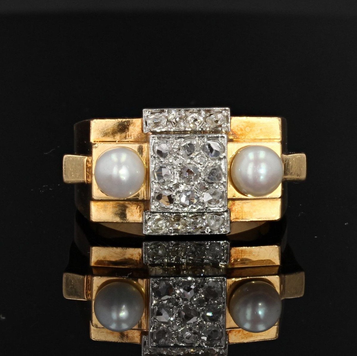Fine Pearl Tank Diamond Ring-photo-3