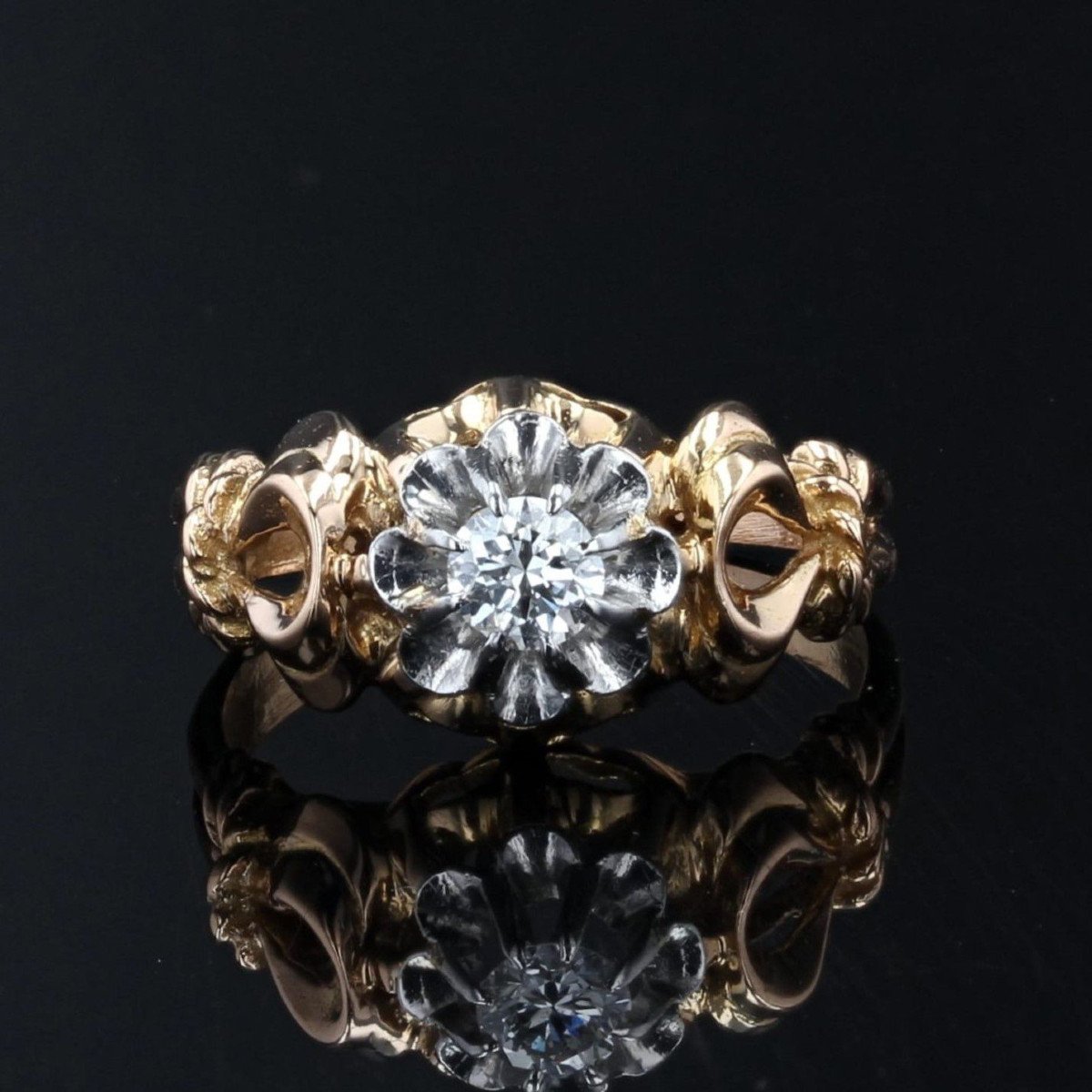 Old Retro Diamond Solitaire Ring-photo-3