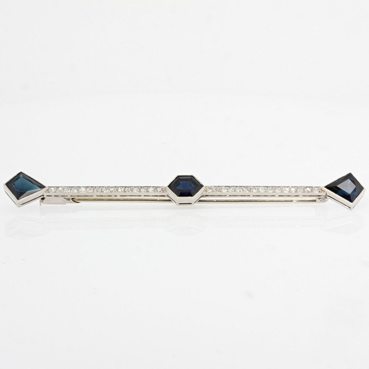 Sapphires And Diamonds Barrette Brooch-photo-3