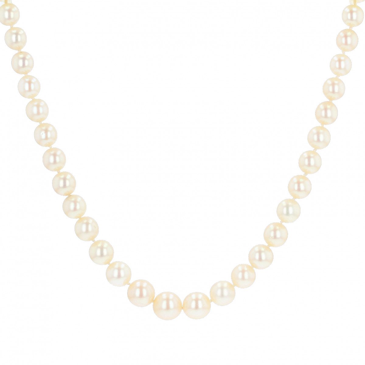 Cultured Pearl Necklace Emerald Clasp Diamonds