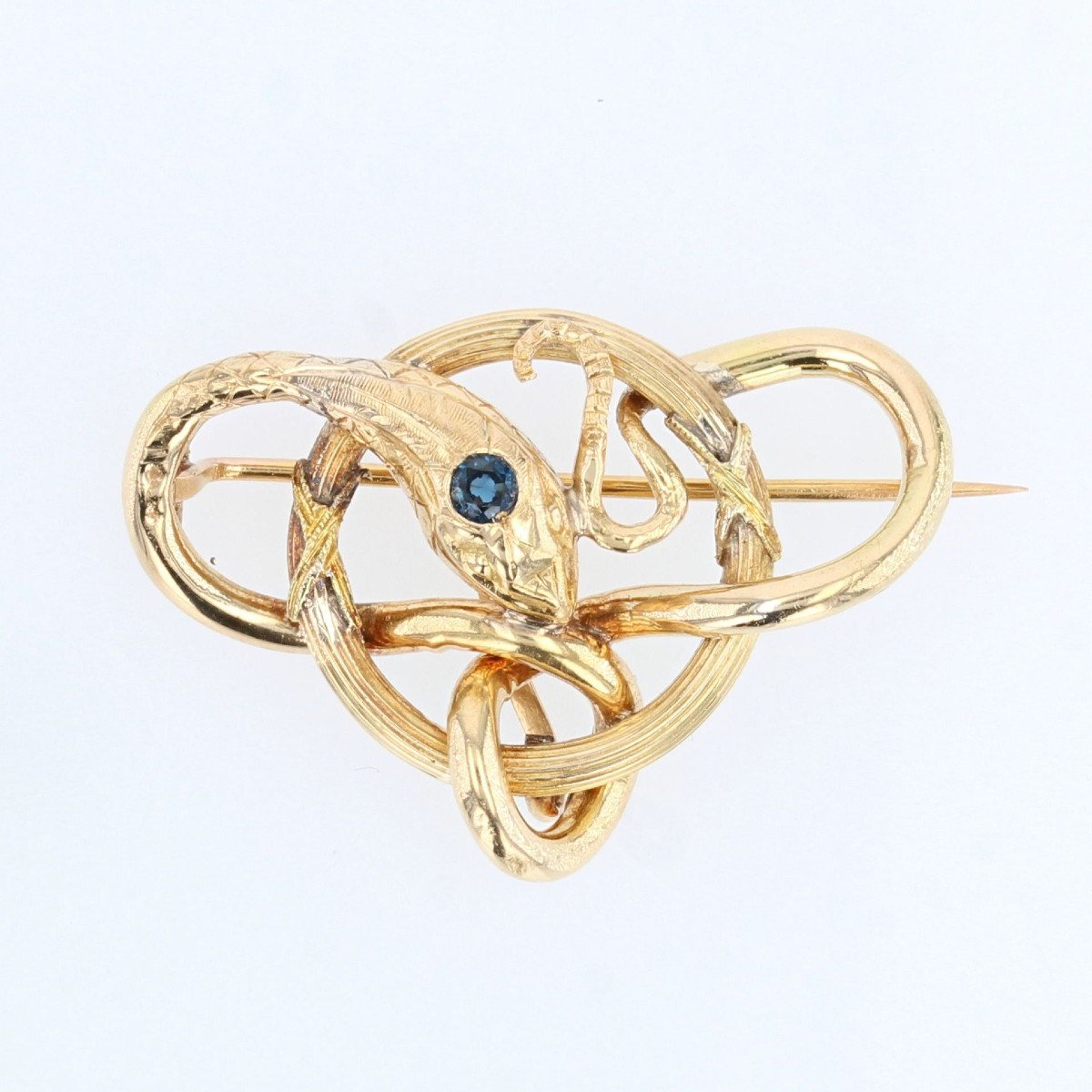 Old Gold And Sapphire Snake Brooch-photo-3