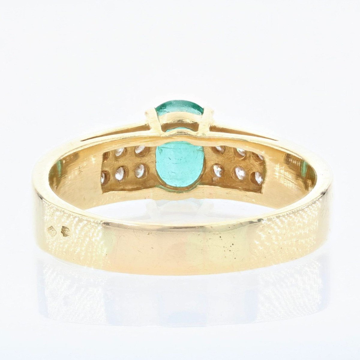 Emerald Diamond Ring Yellow Gold Occasion-photo-6