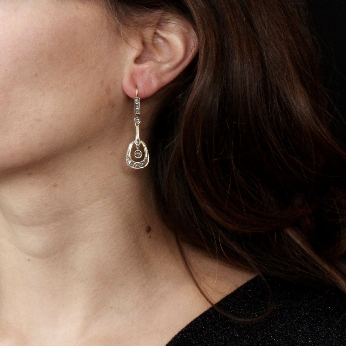 Art Nouveau Diamond Earrings-photo-2