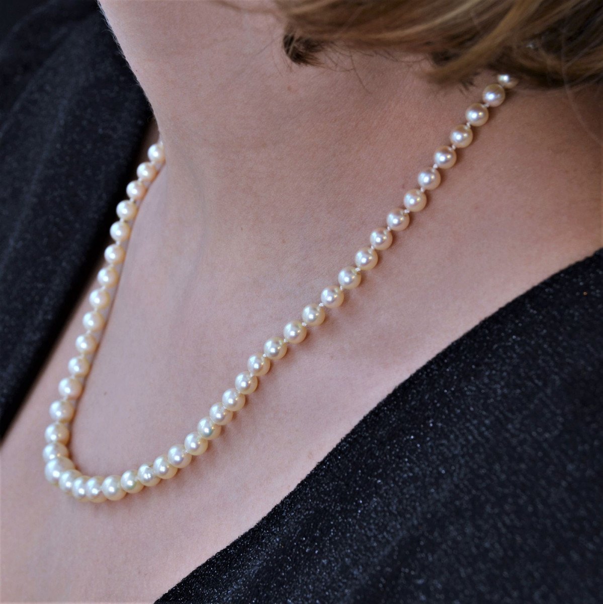Collier De Perles De Culture Et Fermoir Or Blanc-photo-5