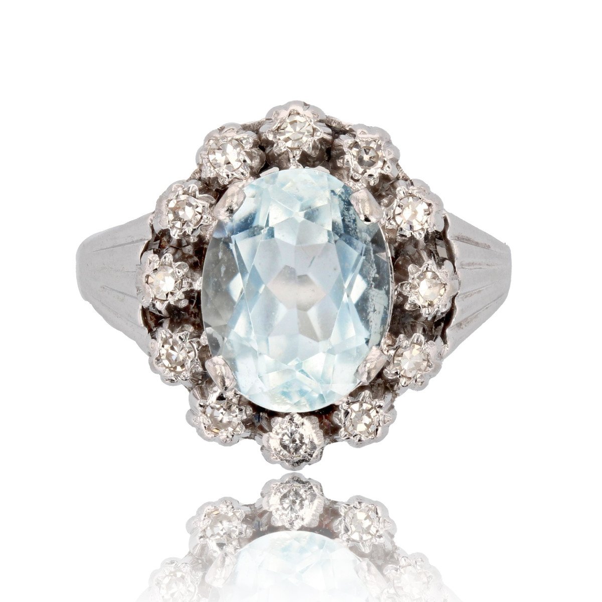 Antique Aquamarine And Diamond Ring