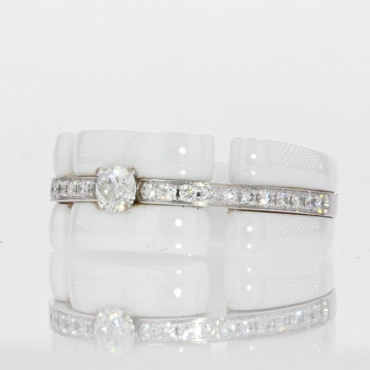 Bague Chanel Ultra Diamants Céramique Blanche-photo-3