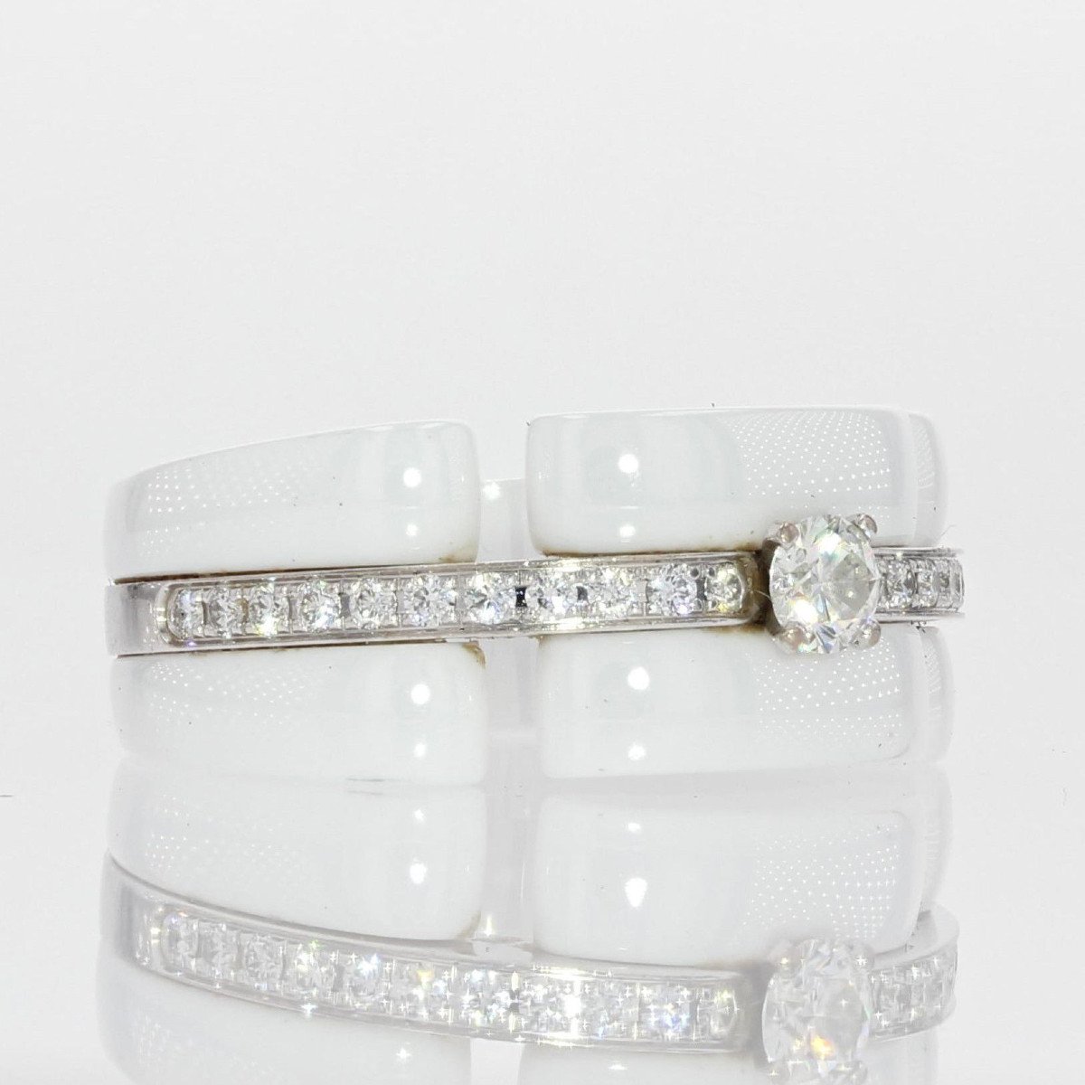 Bague Chanel Ultra Diamants Céramique Blanche-photo-3