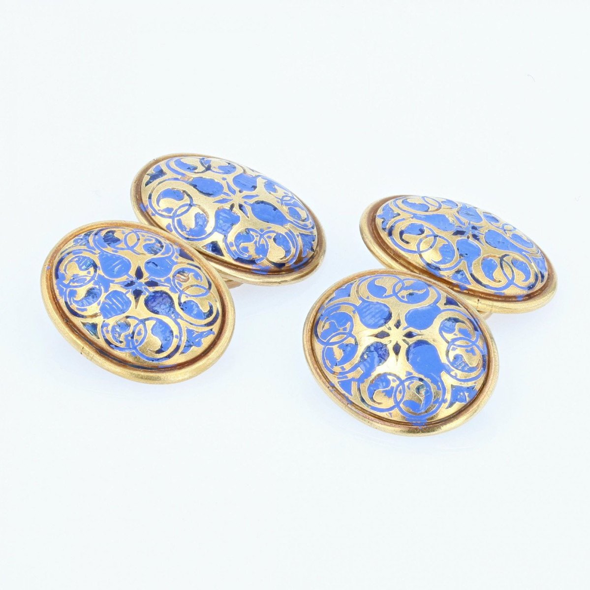 Antique Gold And Enamel Cufflinks-photo-3