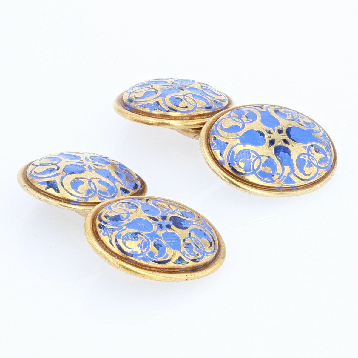 Antique Gold And Enamel Cufflinks-photo-5