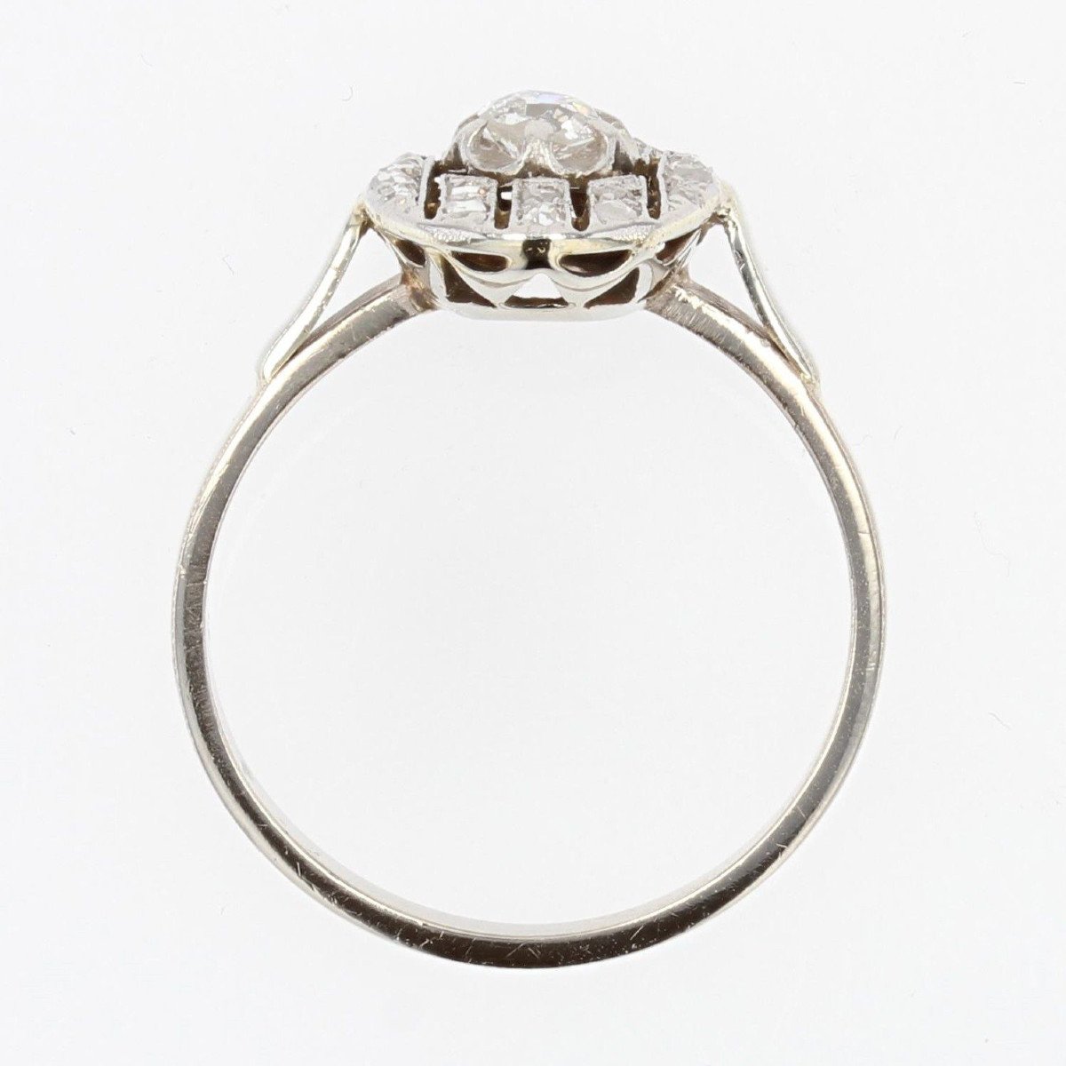 Antique Oval Ring Diamonds White Gold-photo-6