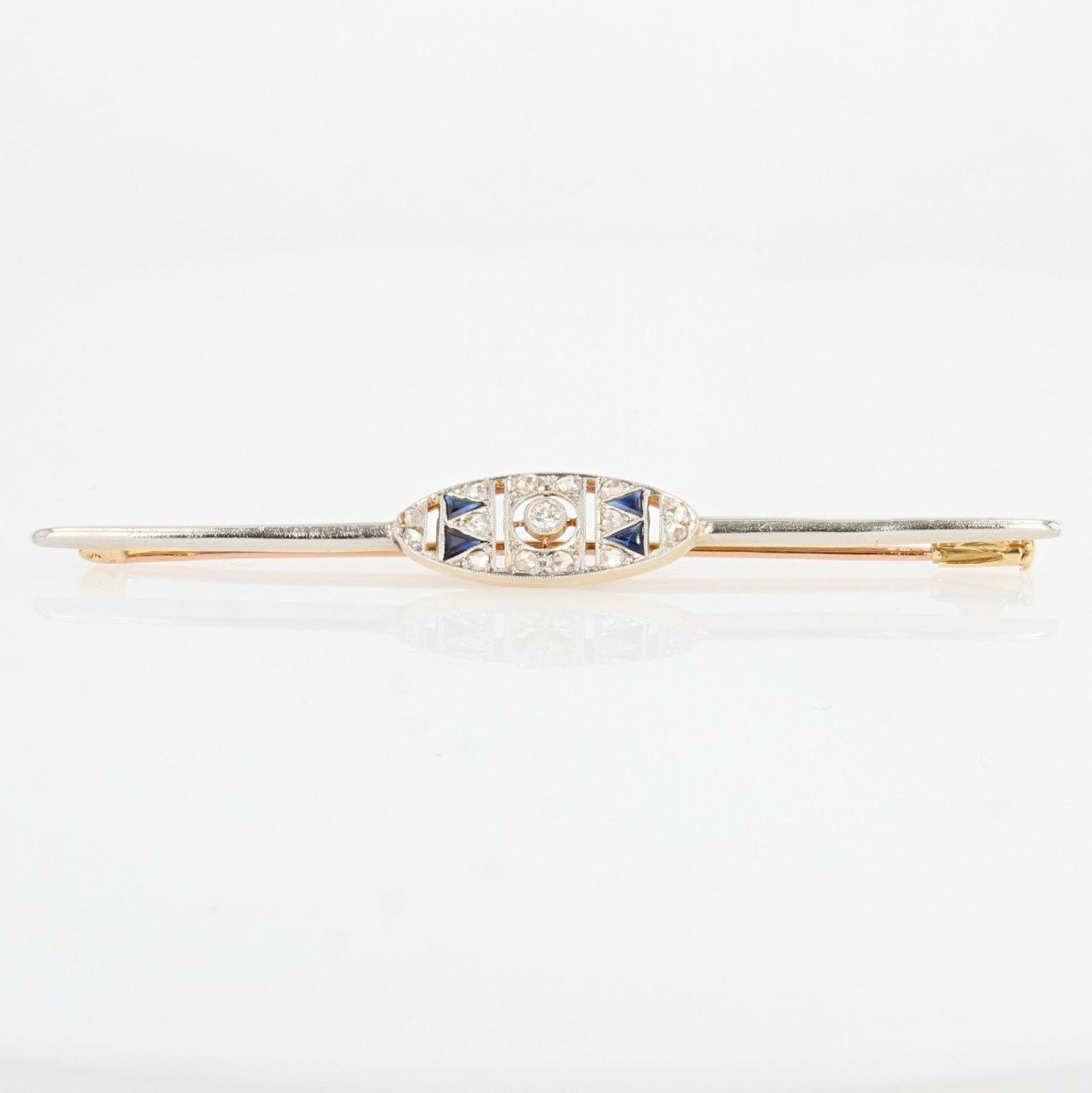 Art Deco Bar Brooch Sapphires Diamonds-photo-1