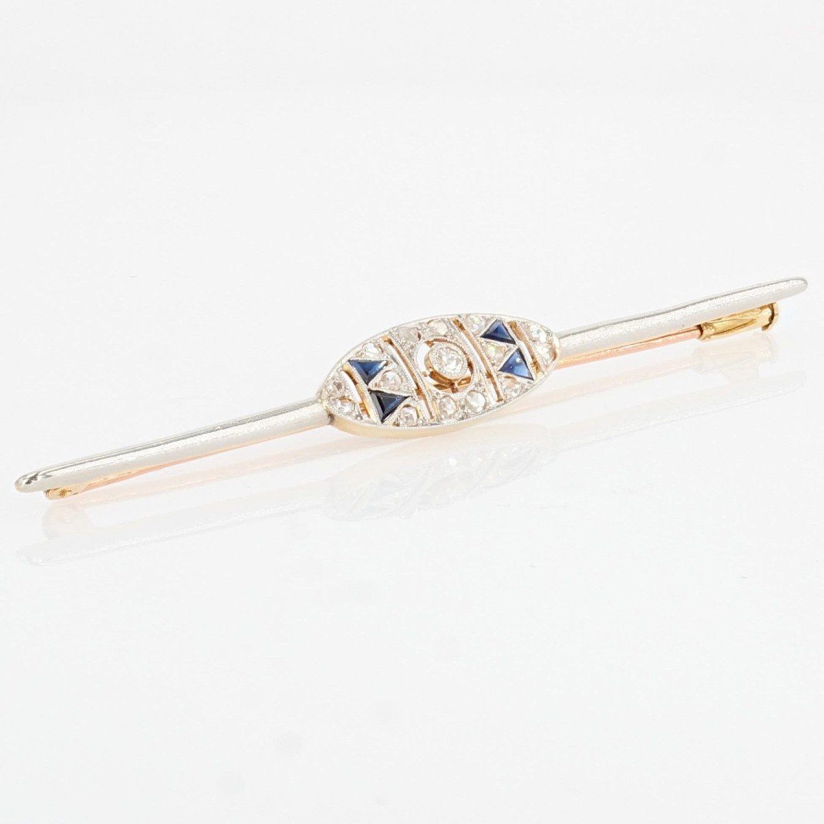 Art Deco Bar Brooch Sapphires Diamonds-photo-5