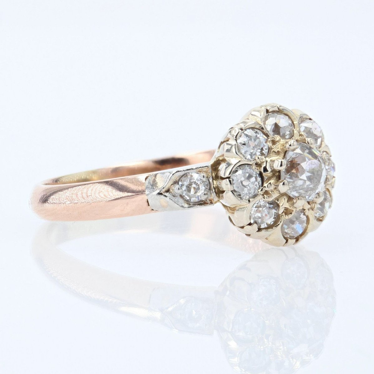 Old Cut Diamond Daisy Ring-photo-4