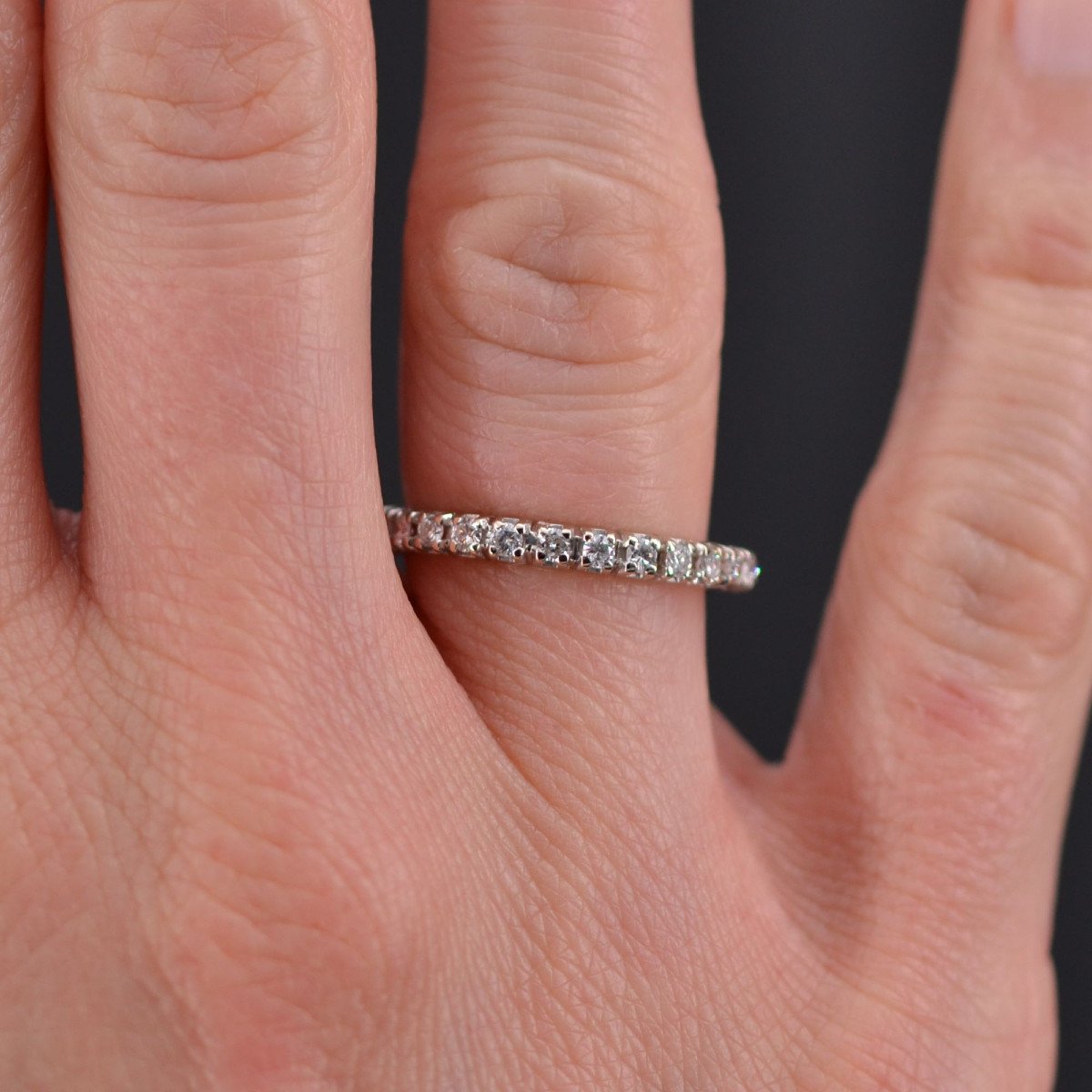 White Gold Diamond Wedding Band With Claws-photo-2