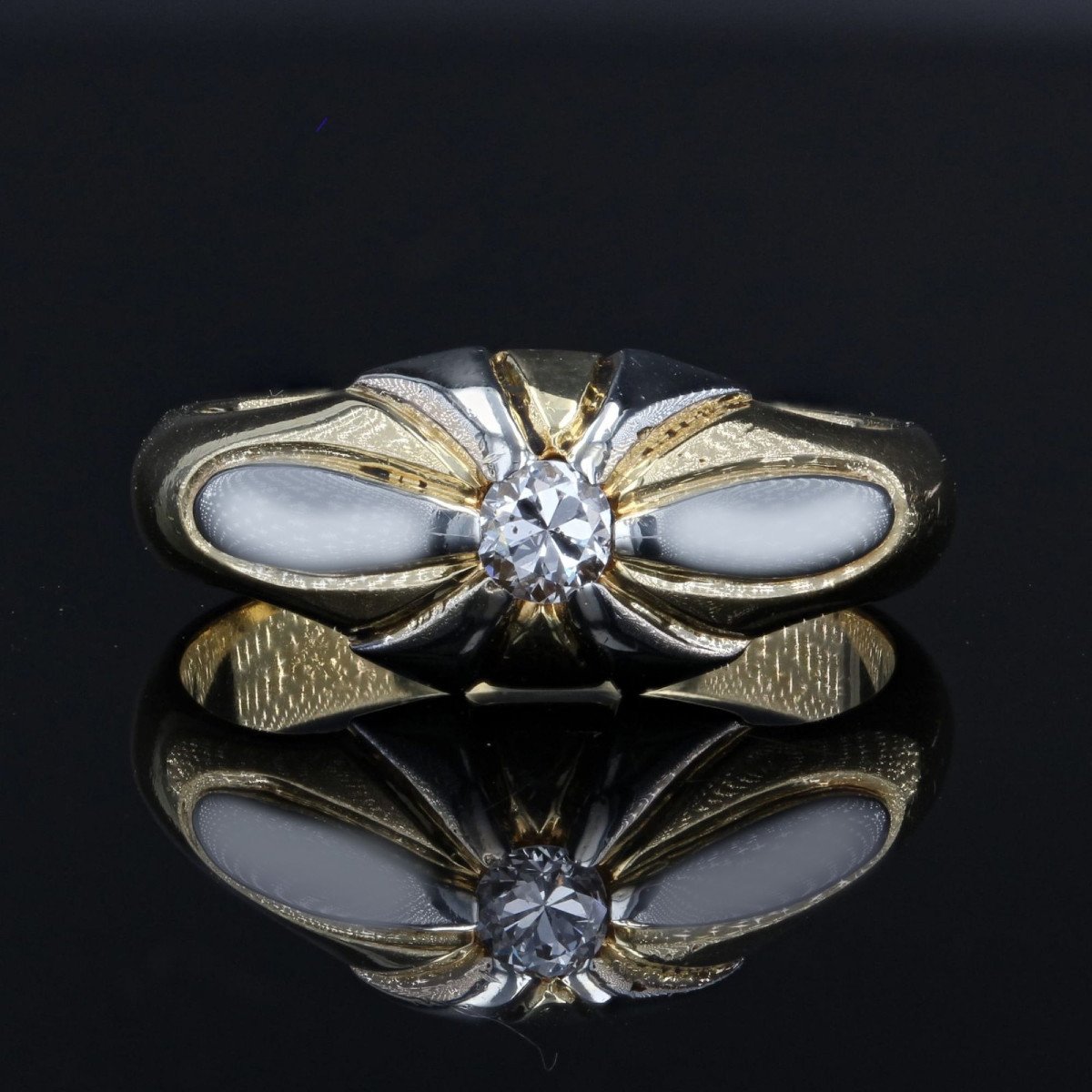 2 Gold Diamond Bangle Ring-photo-3