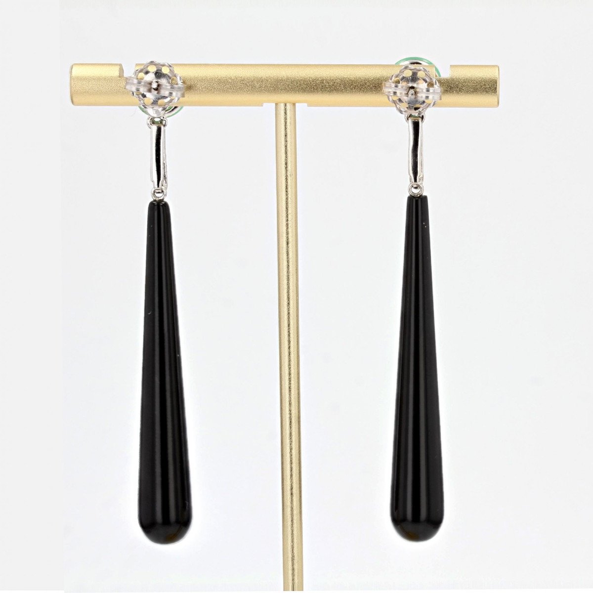 Boucles d'Oreilles Diamants Onyx Chrysoprases-photo-1