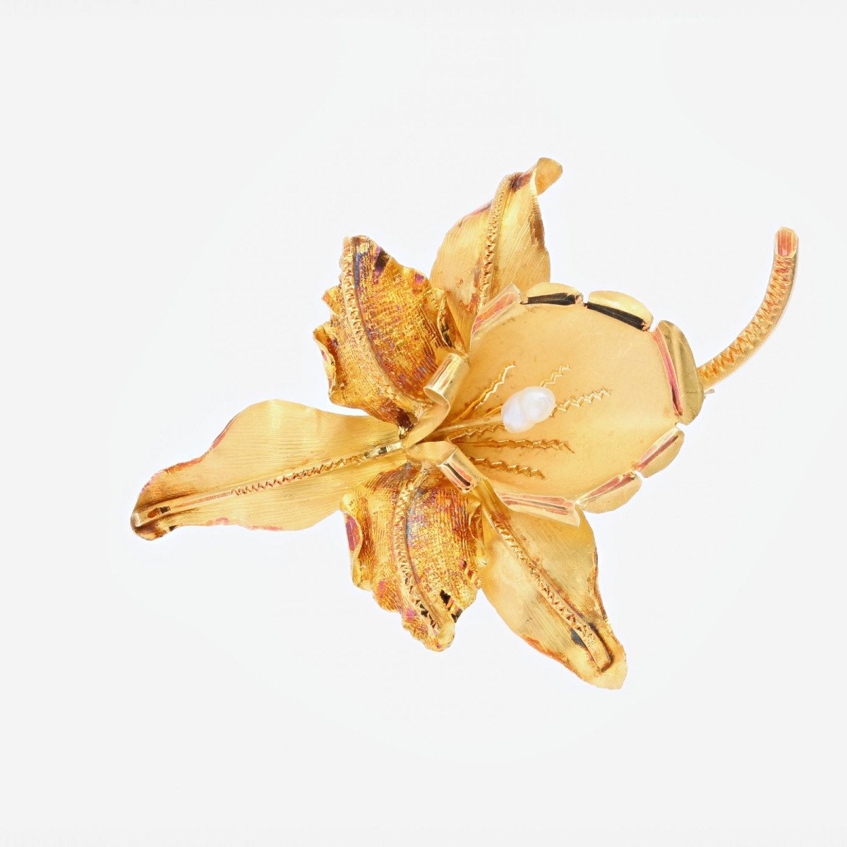 Antique Lily Brooch In Matte Gold And Pearl-photo-4