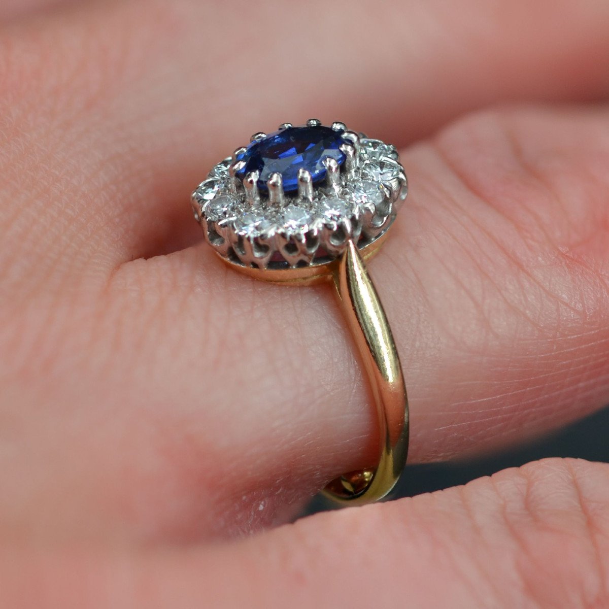 Bague Pompadour Diamants Et Saphir-photo-5