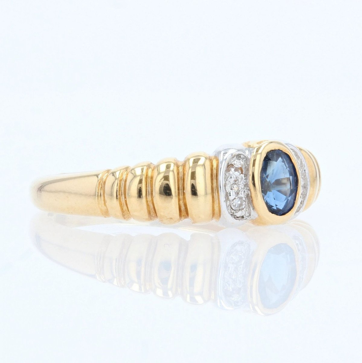 Sapphire Diamond Godronné Ring-photo-4