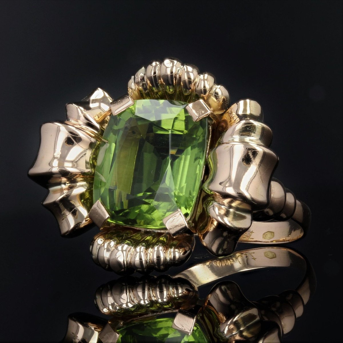 Rose Gold Peridot Flower Ring-photo-1