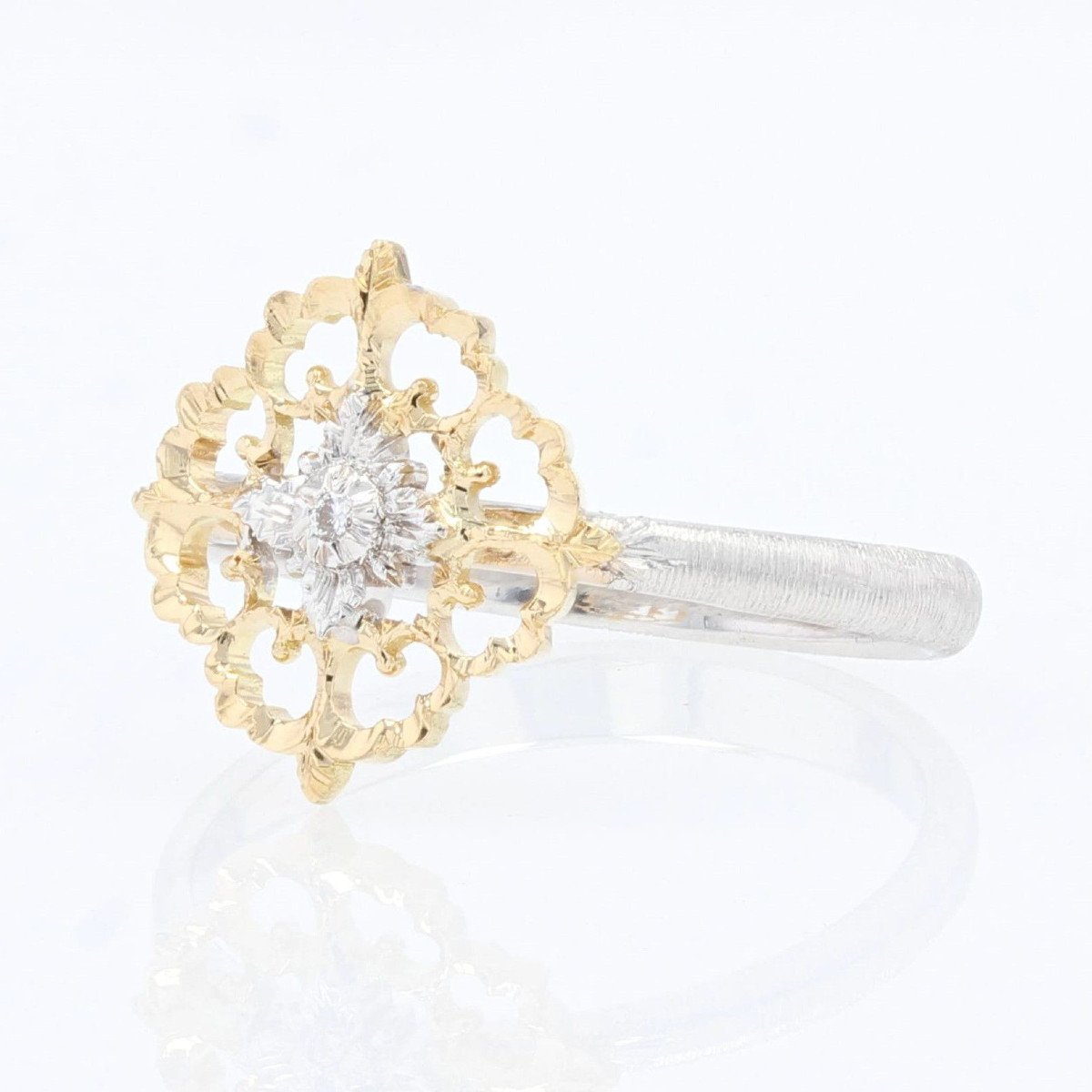 Yellow And White Gold Diamond Ring Arabesques Small Model-photo-2