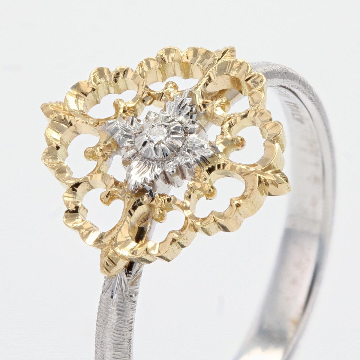 Yellow And White Gold Diamond Ring Arabesques Small Model-photo-3