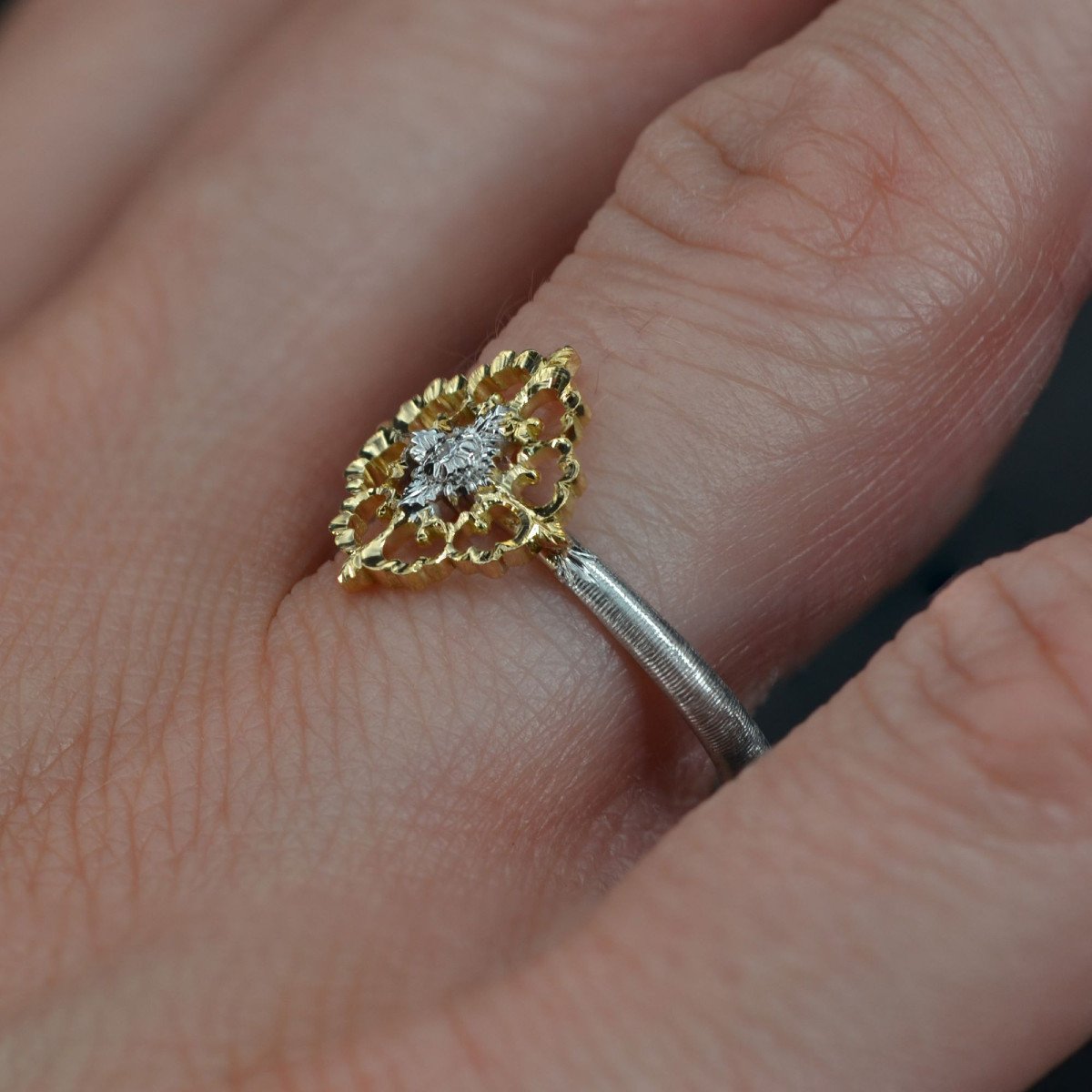 Yellow And White Gold Diamond Ring Arabesques Small Model-photo-5