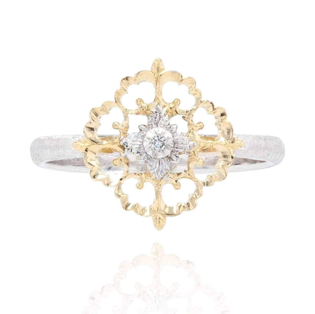 Yellow And White Gold Diamond Ring Arabesques Small Model