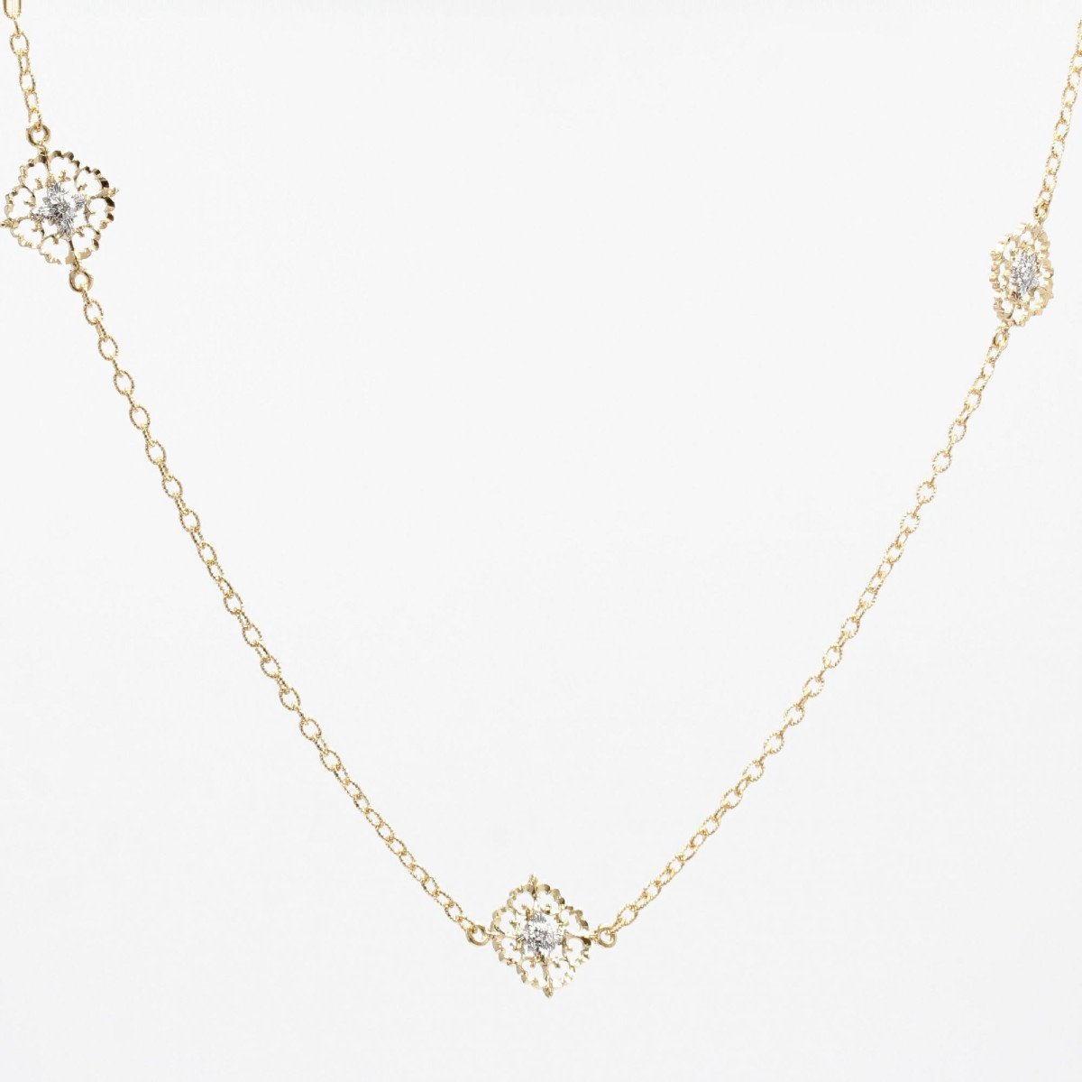 Yellow And White Gold Diamond Necklace Arabesques-photo-3