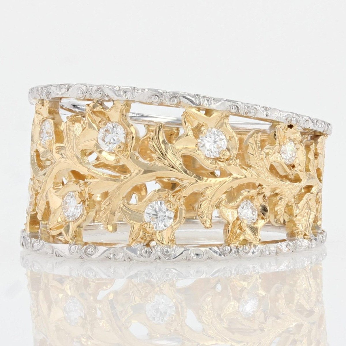 2 Gold Floral Bandeau Diamond Ring-photo-2