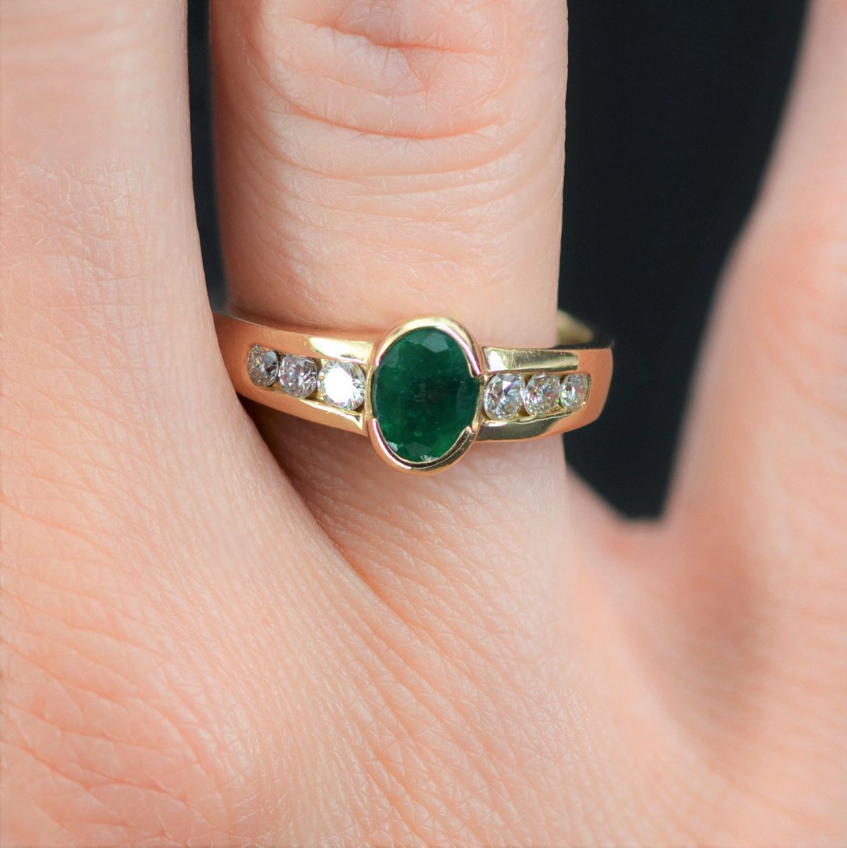 Emerald Ring Diamonds Used Yellow Gold-photo-2