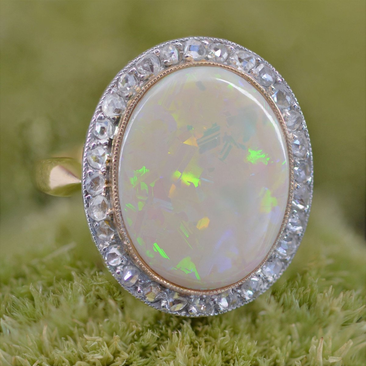 Bague Ancienne Opale Et Diamants-photo-4