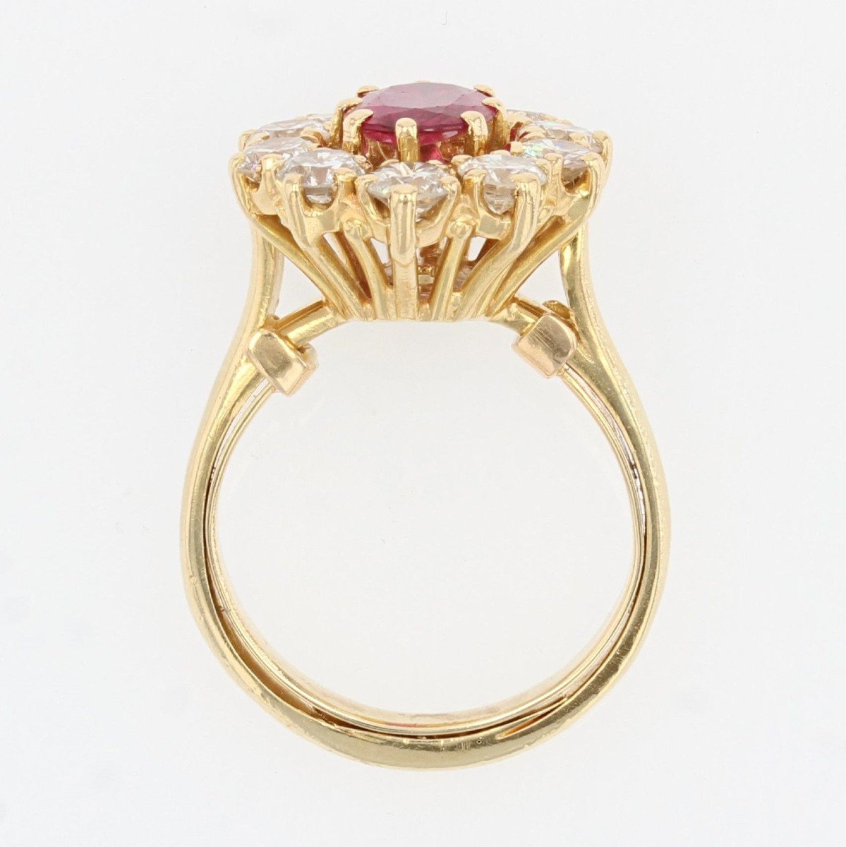 Yellow Gold Ruby Diamond Daisy Ring-photo-4