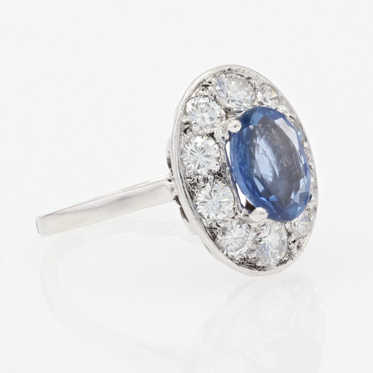 Old Oval Diamond Sapphire Ring-photo-5
