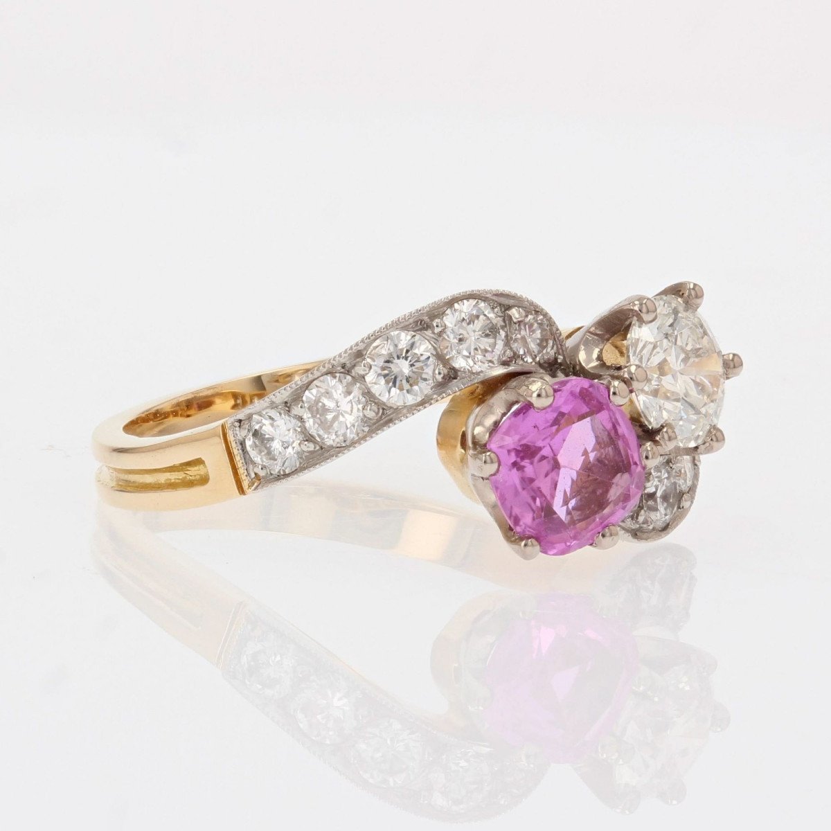 Pink Sapphire And Diamonds Toi Et Moi Ring-photo-4